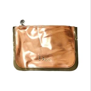 NEW DIOR Pink Flat Makeup Bag with Compass Zip